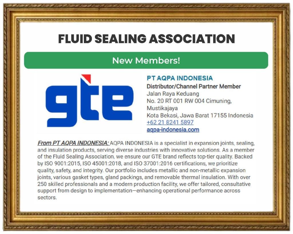 Fluid Sealing News – New Members! – AQPA INDONESIA